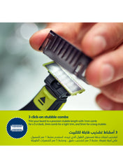 OneBlade QP2724/10,Trim, Edge & Shave Any Length of Hair,3 Stubble Combs, Dual-Sided Blade,Wet & Dry Use, 45min Cordless Use