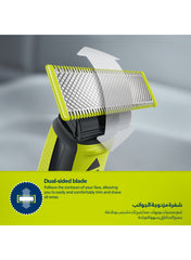 OneBlade QP2724/10,Trim, Edge & Shave Any Length of Hair,3 Stubble Combs, Dual-Sided Blade,Wet & Dry Use, 45min Cordless Use